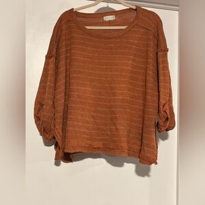 Altar'd State Burnt Orange Striped Lightweight Pullover